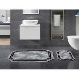 Mijölnir Juego de alfombrillas de baño gris y negro